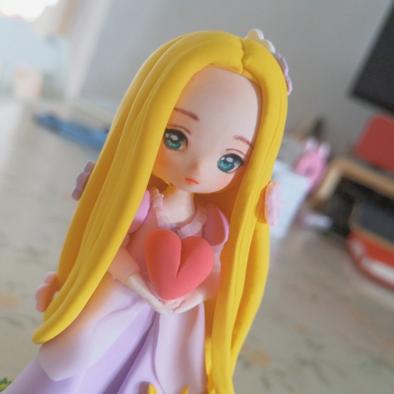 超轻粘土#长发公主乐佩 因盲盒掉进手办坑,感觉梦想变立体了呢断断续