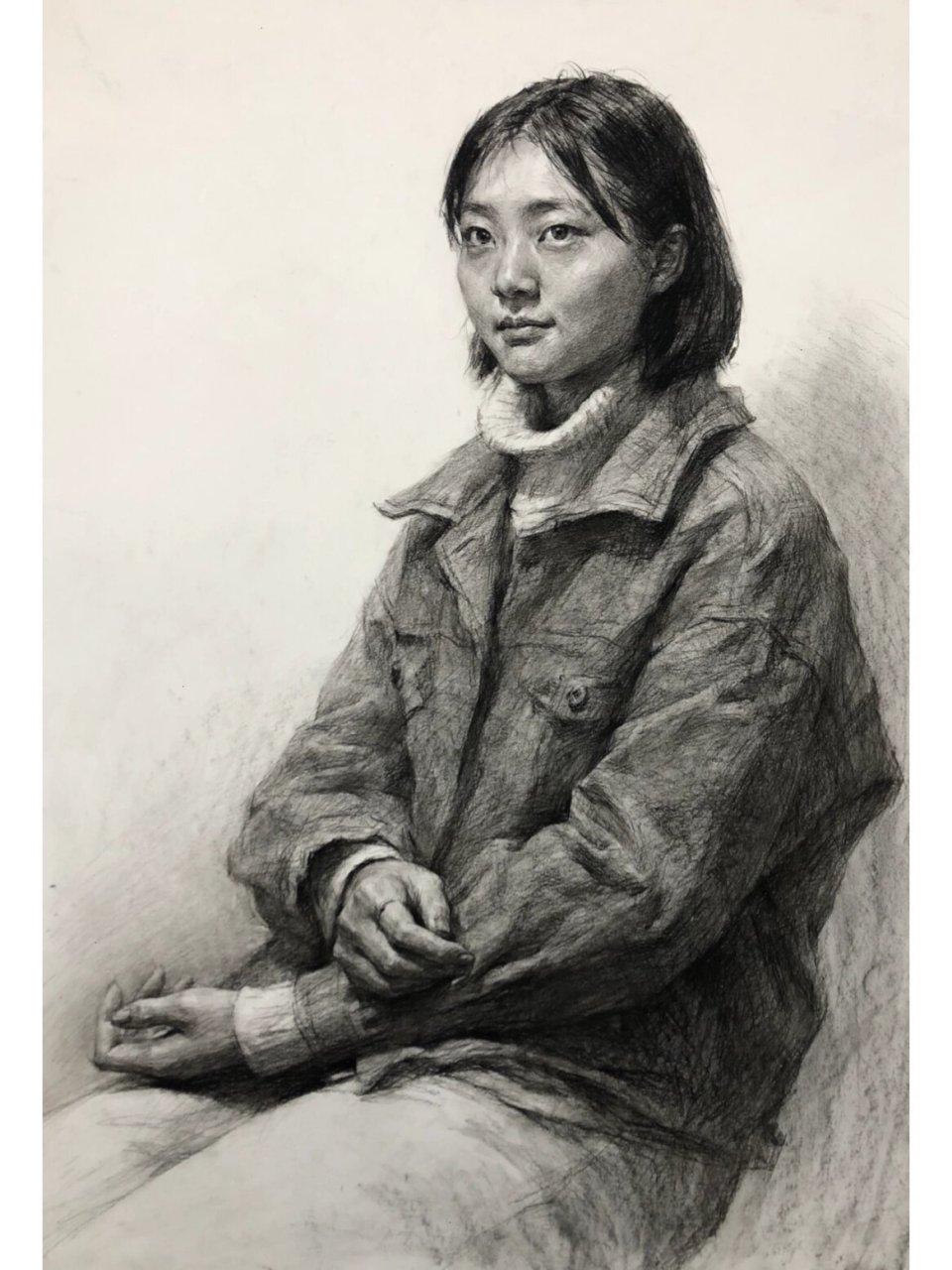 一张素描半身像作品,带步骤