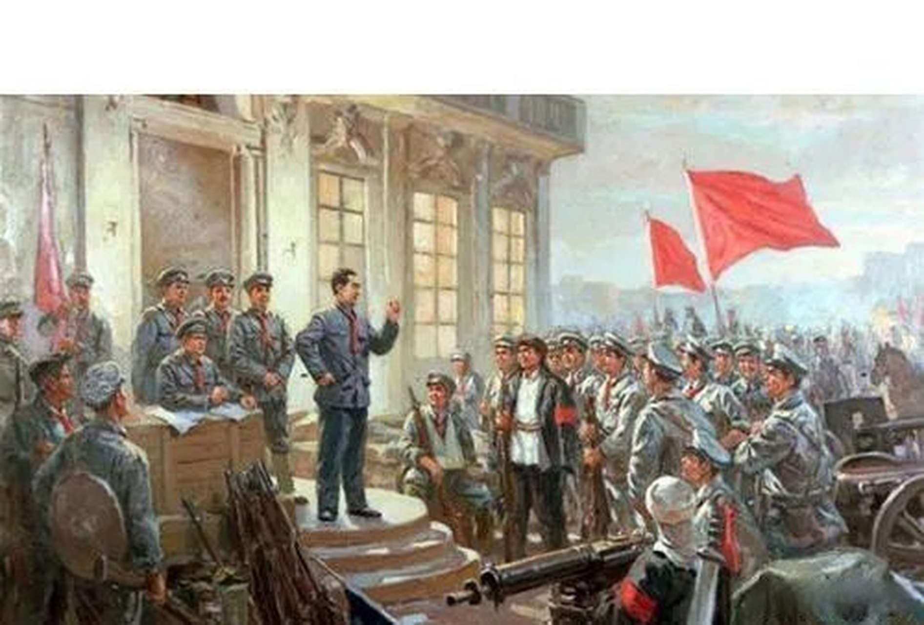 这两幅图含义很深刻,八一南昌起义打响了武装反抗国民党的第1枪,但