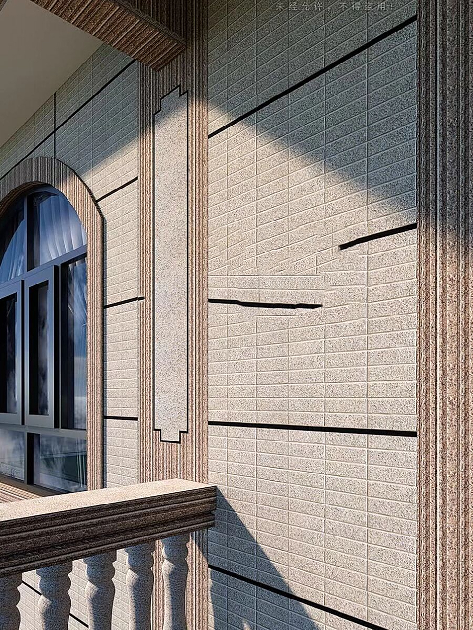 自建房外墙选用琇岩纸皮砖,搭配