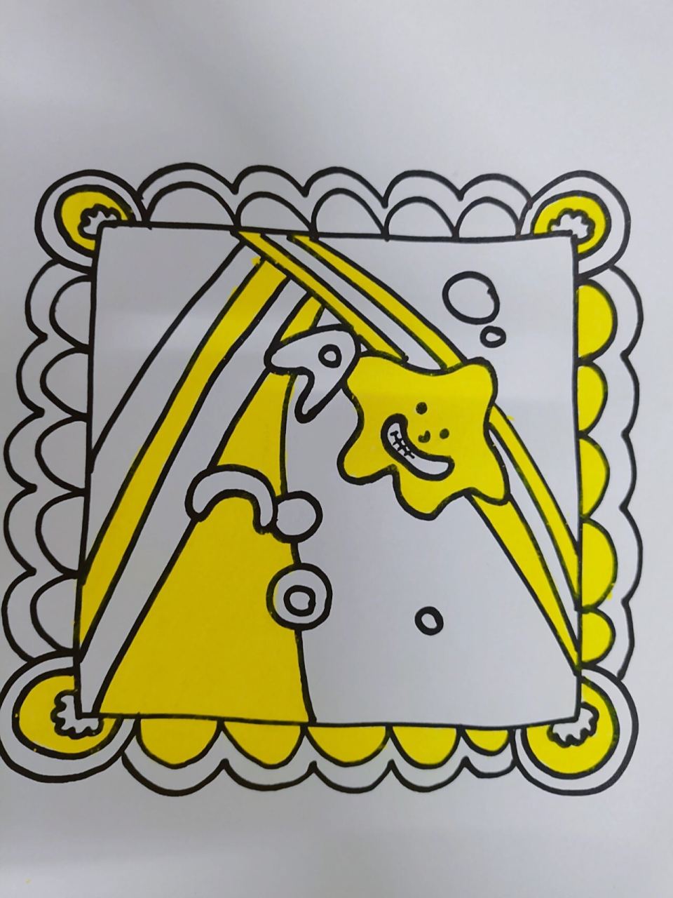 【1/100】零基础儿童画《五彩手帕》 绘画步骤: 1.正方形□ 2.