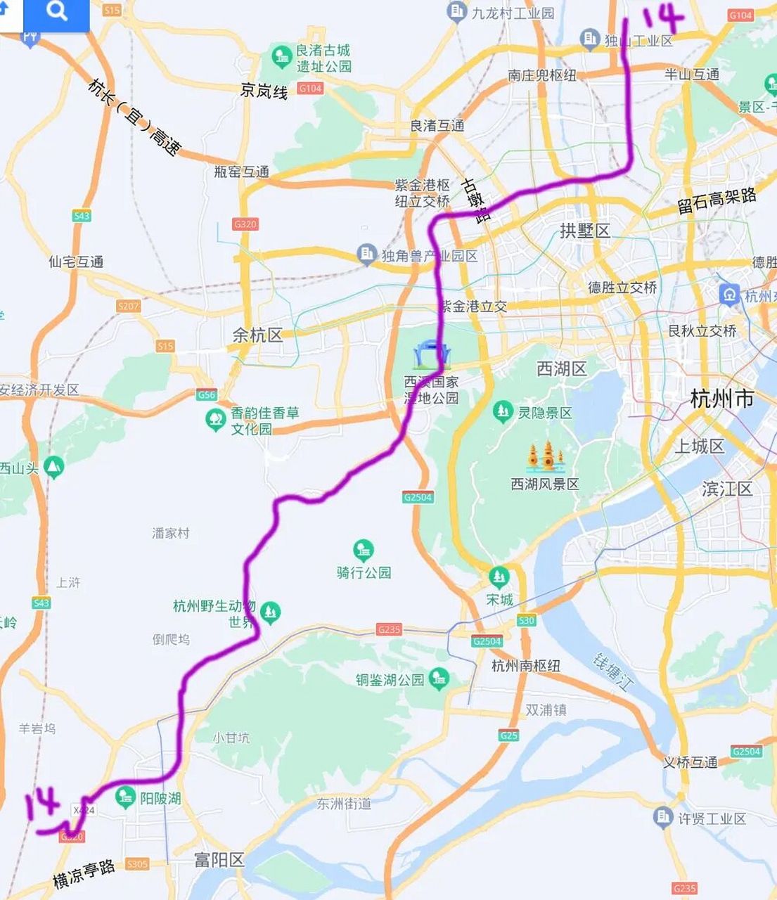杭州地铁14号线大致规划走向 从崇贤北部地区到富阳西站 横贯城北北部