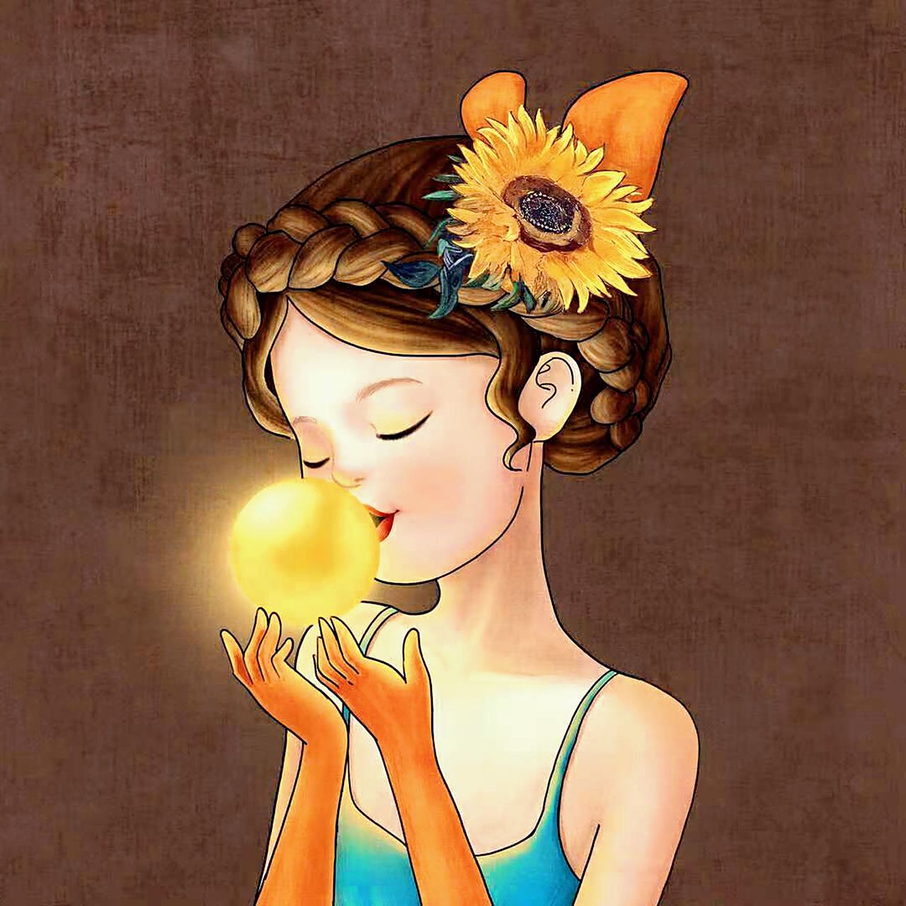 手绘头像吹泡泡糖的小女孩 相信我,我们可以更快乐,童真只是一种态度.