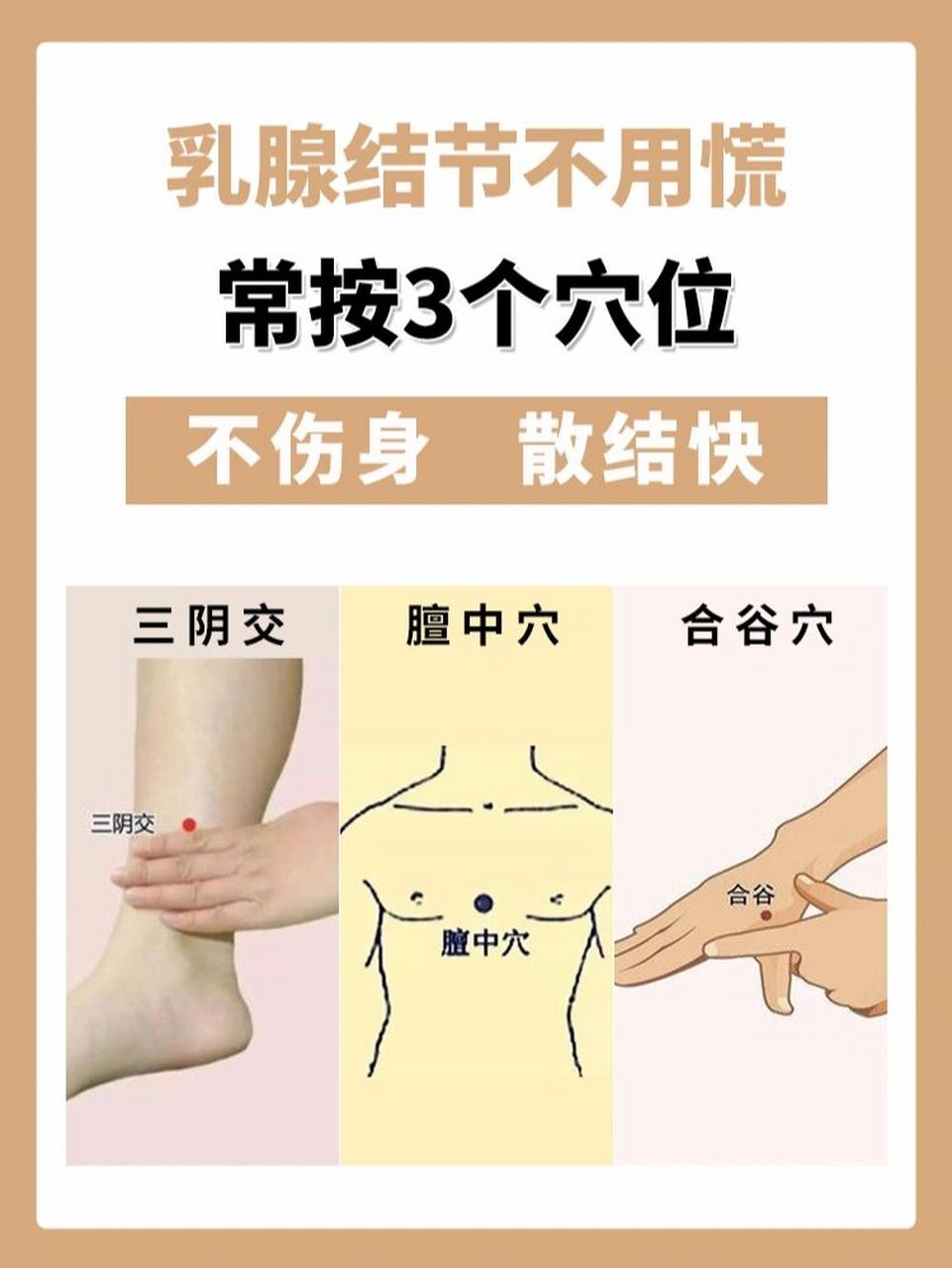 乳腺增生结节不用慌,常按3个穴位,散结快  近些年来,越来越多女性查出