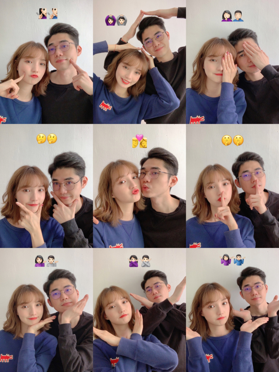 跟着emoji拍照的情侣篇来啦92 超级简单 照着表情拍就好啦 拍出来超