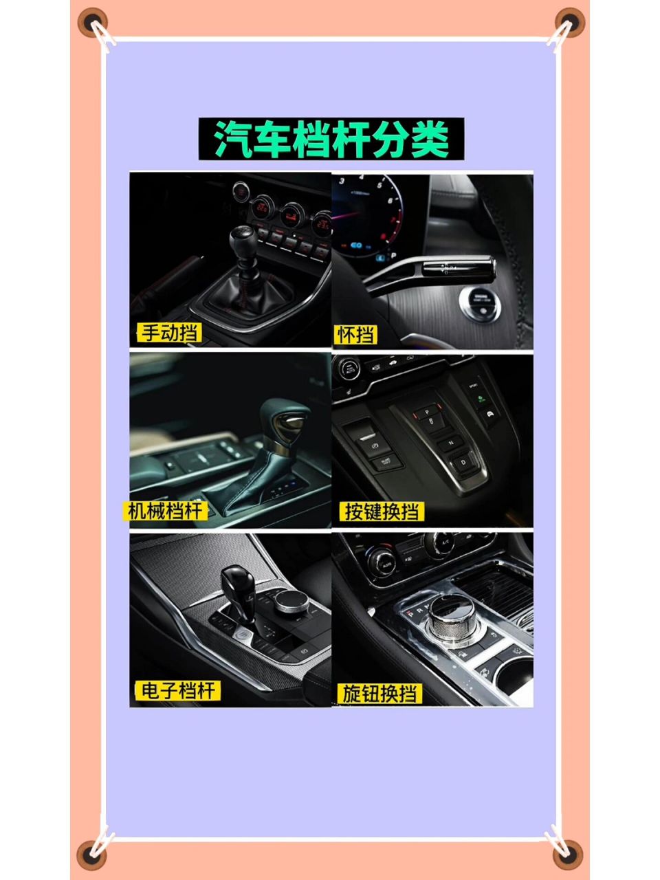 汽车档杆分类图鉴汇总 你的汽车档杆是什么样子的