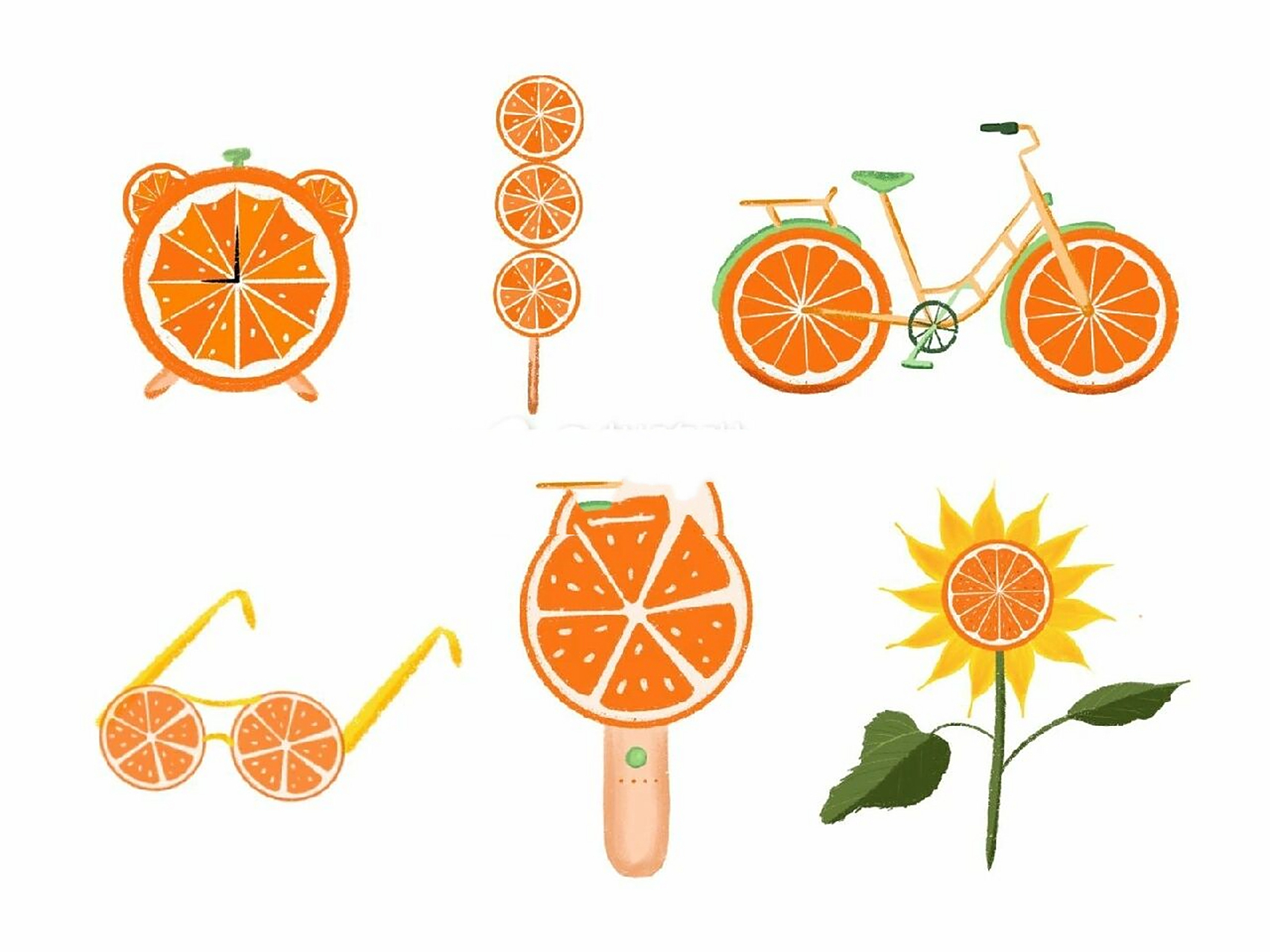 原创|图形创意之元素的替代 橙子替代各种 学校之前留的作业