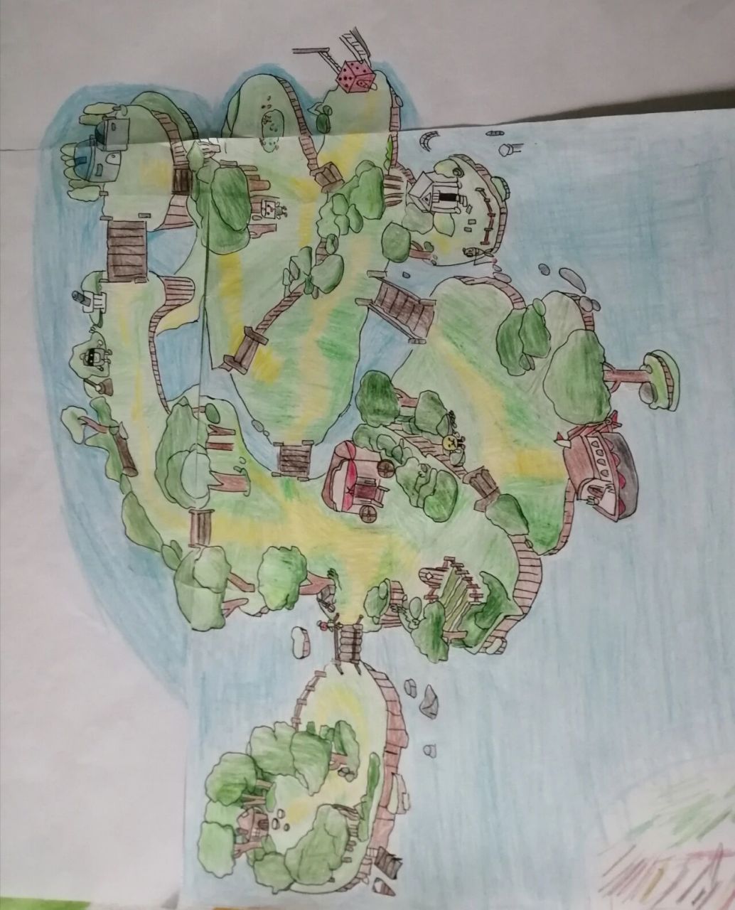 手绘茶杯头地图墨池一