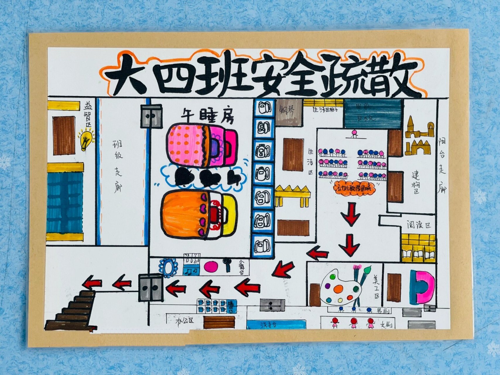 幼儿园班级安全疏散通道示意图