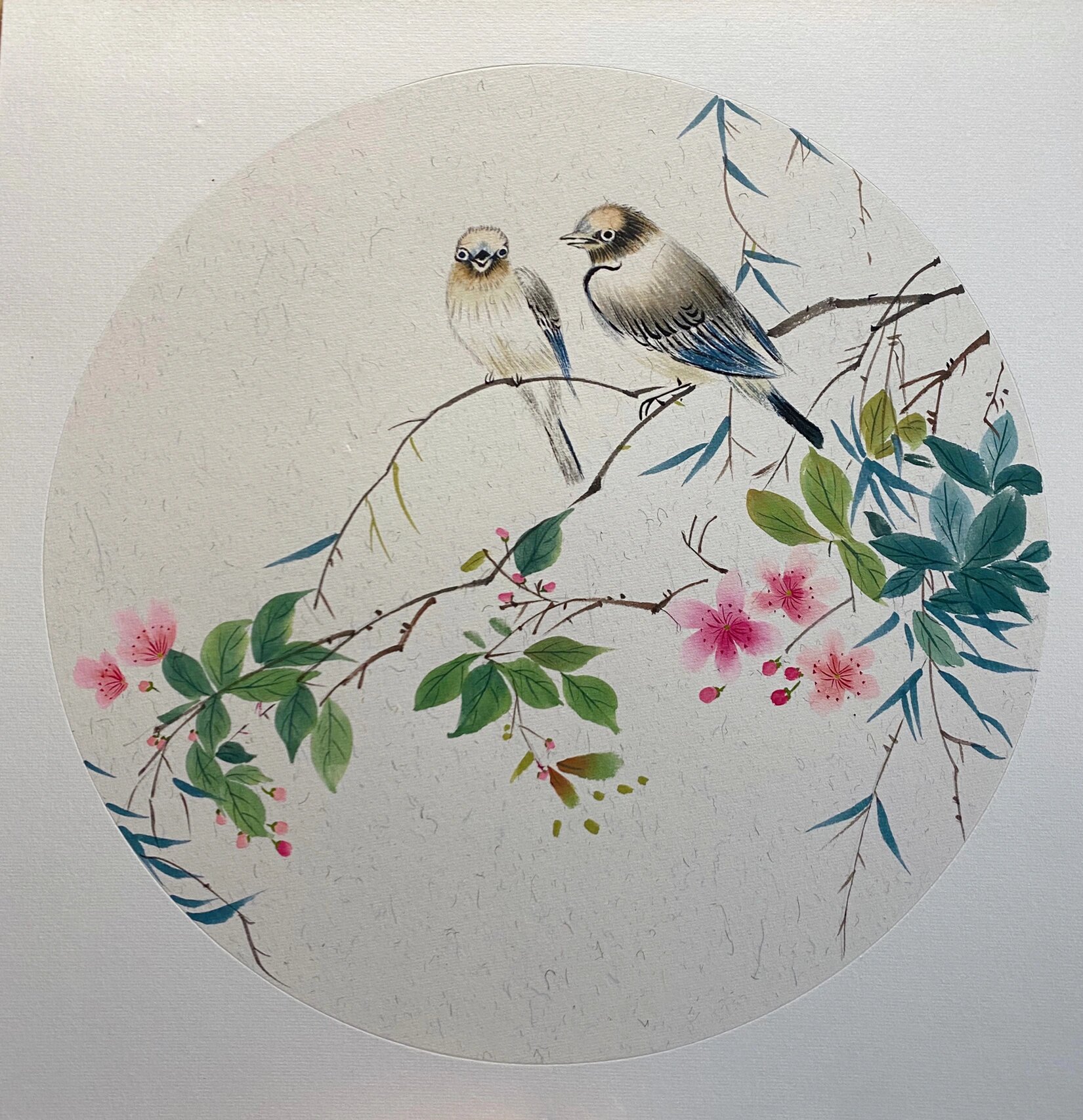 国画花鸟局部临摹 这是一幅小写意的花鸟画,要注意的是画面的构图