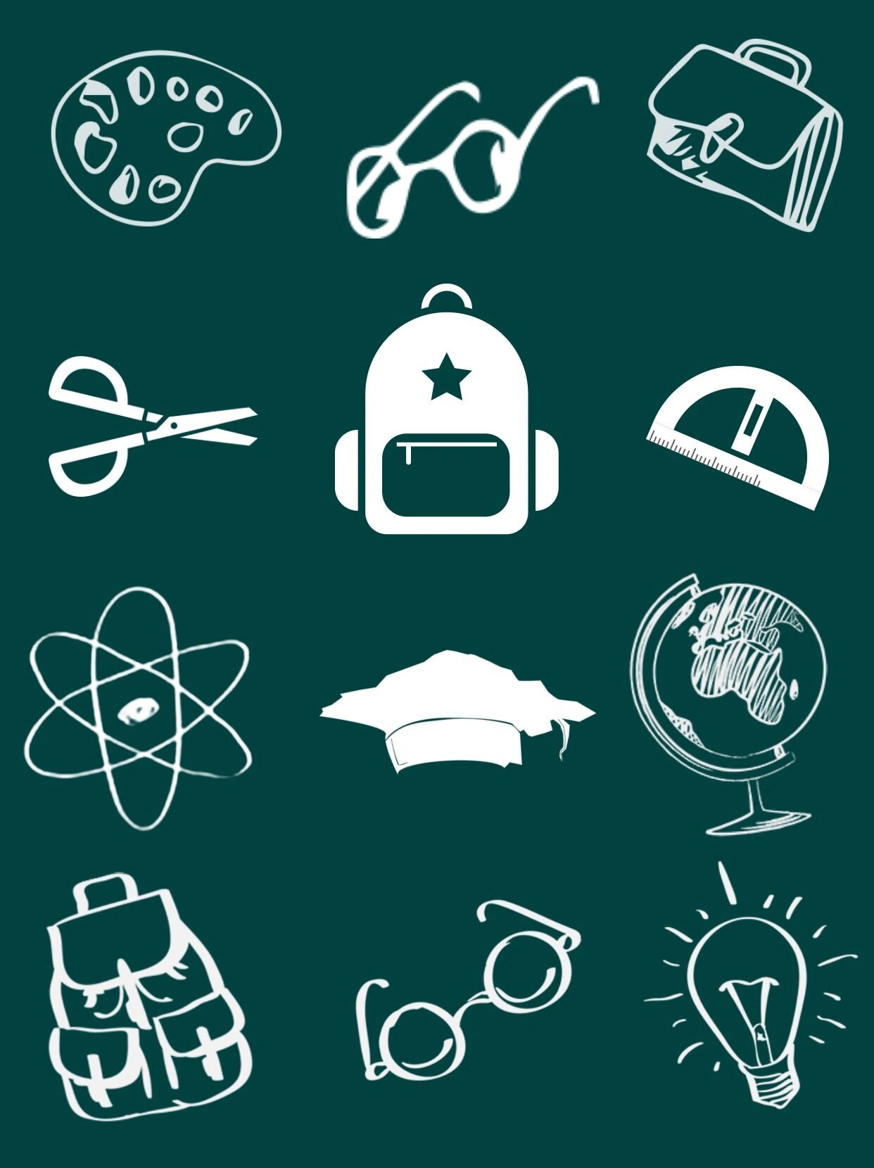 开学季手绘98粉笔画|简笔画线稿免扣素材