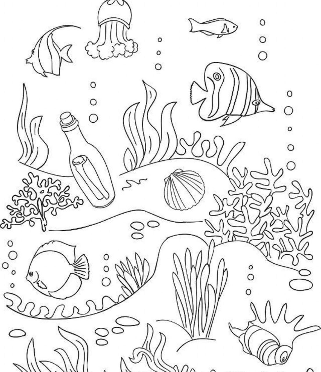 海底世界简笔画素材 海底世界美术,儿童画
