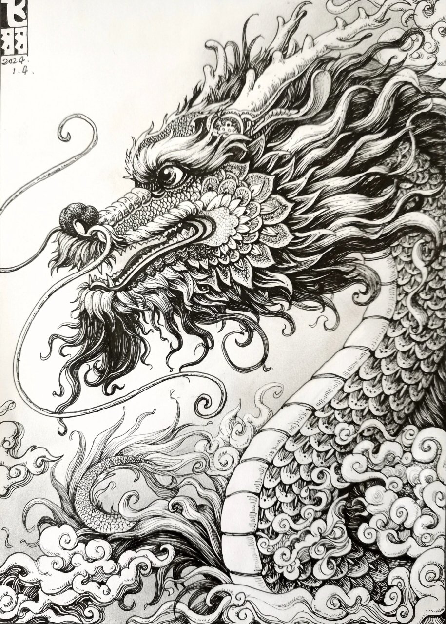 第一次画龙没经验,望大家多多指教.商用可联系授权.临摹请@我.