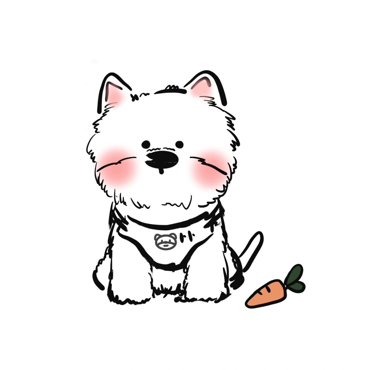 这可以算是全网坠可爱的西高地简笔画咩96 朋友画的胡萝卜和胡图 好