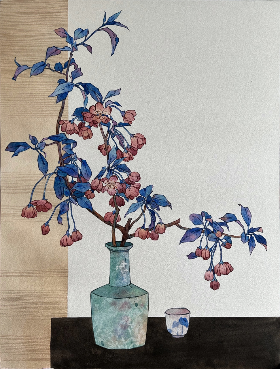 水彩花卉|垂丝海棠,附过程线稿 春日的花真的是怎么画也画不完