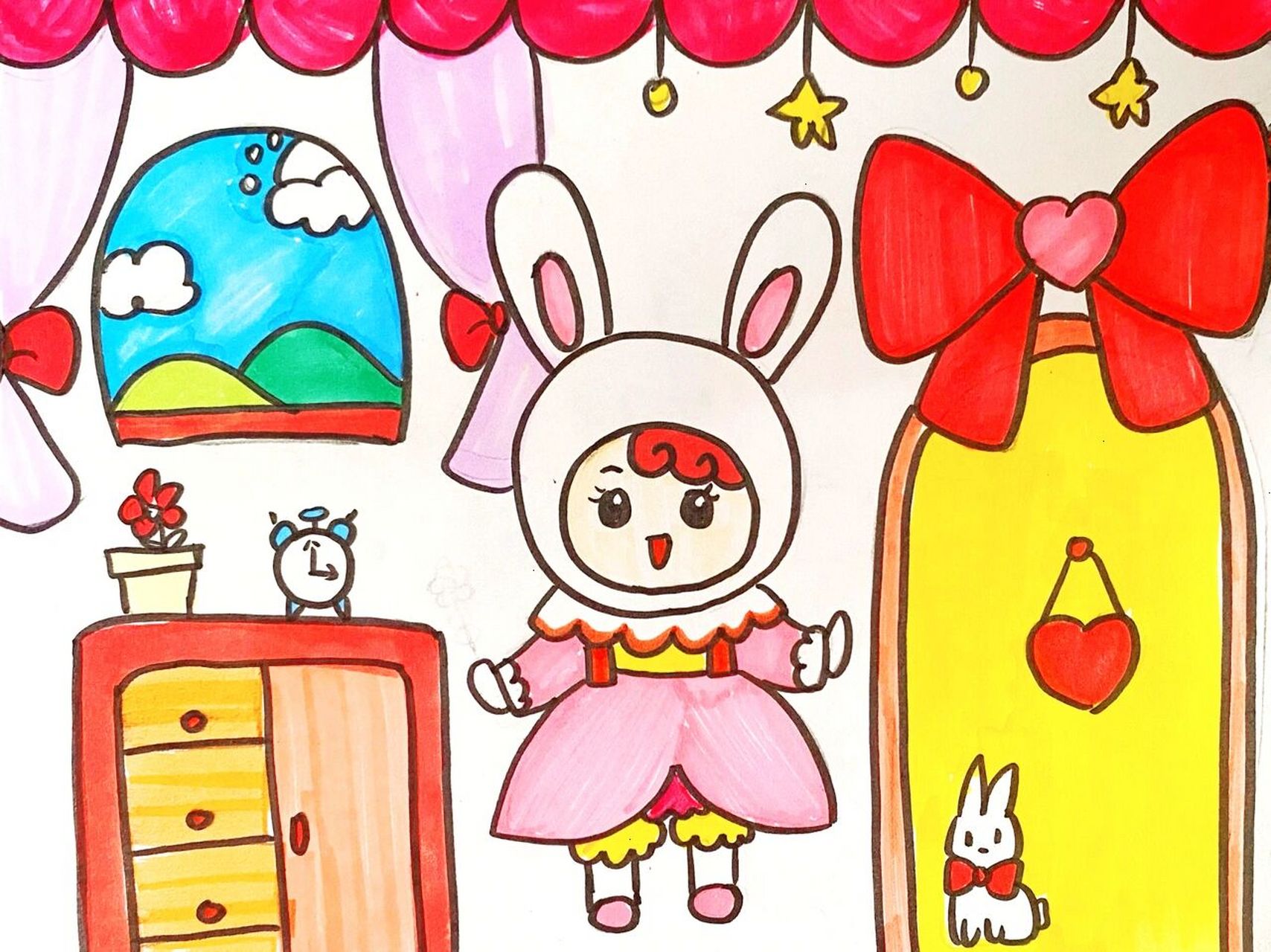 房间儿童画 #马克笔# #卡通画# #儿童画# #创意儿童画# #房间儿童画