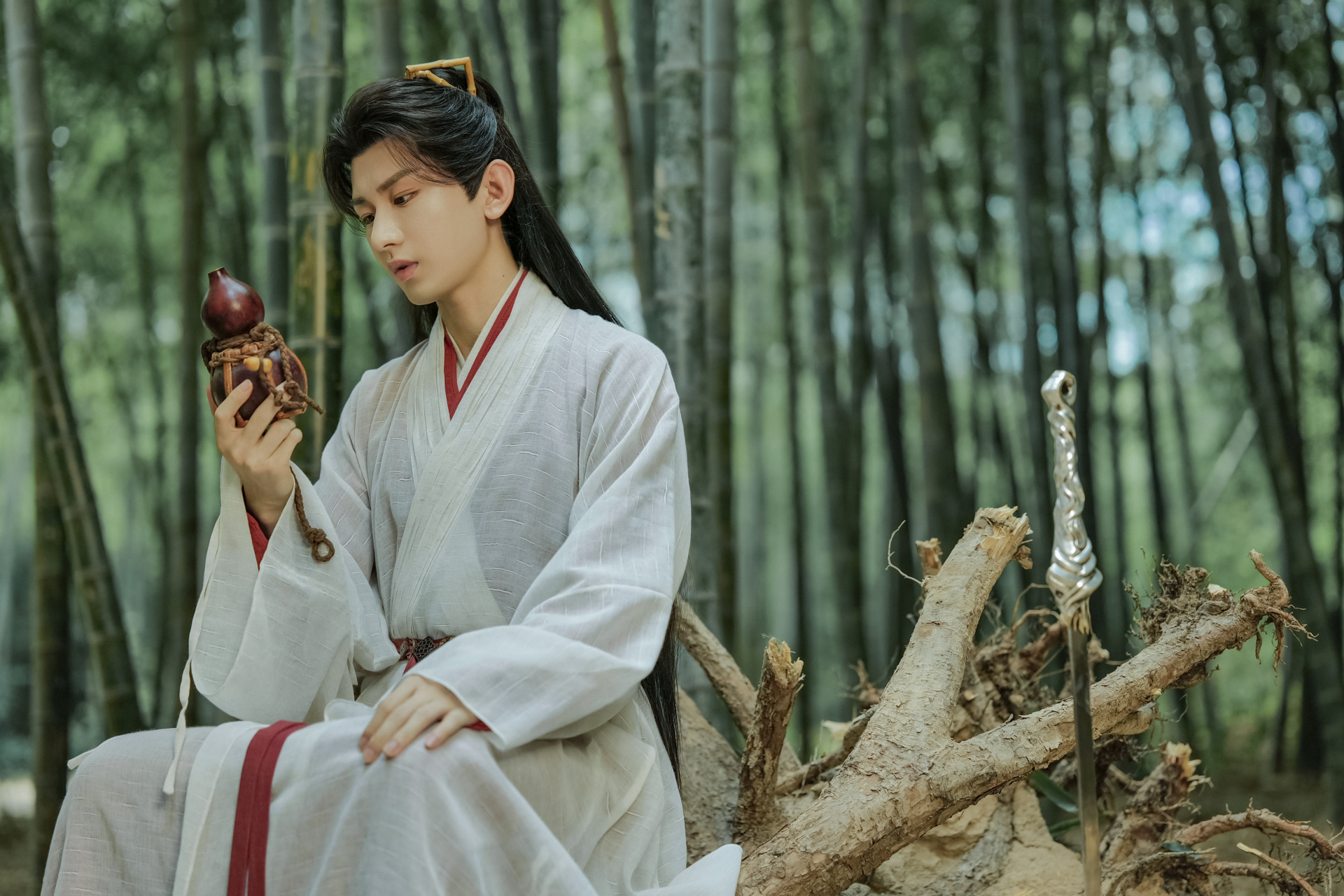 『莲花放大镜』竹林剑影相辉映,手执酒壶抒胸臆,李莲花@成毅 剧照送达