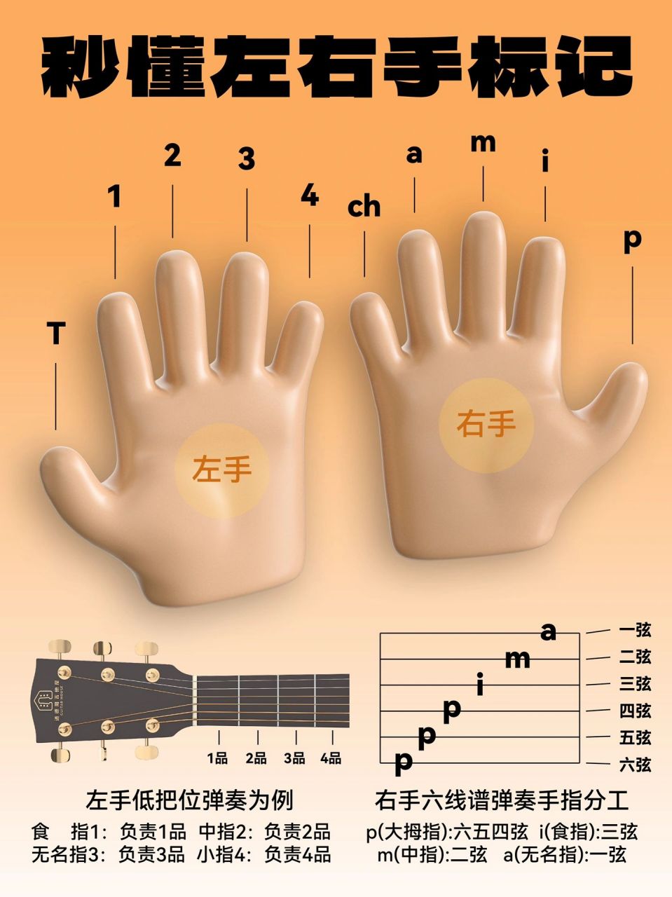 吉他左手指法口诀图片