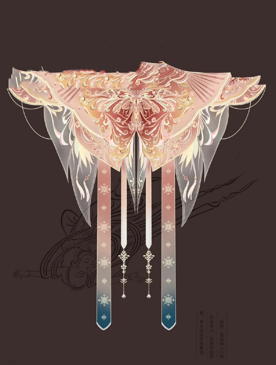 云肩 画了很久的线稿,画yue了,虽然小蝴蝶元素很多但真的超级可爱