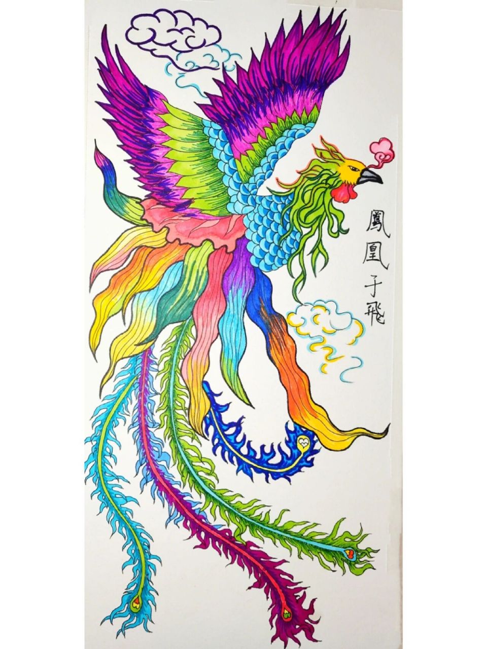 手绘245天~凤凰 画画,有一种治愈的力量 这是多年来还依然喜欢画画的