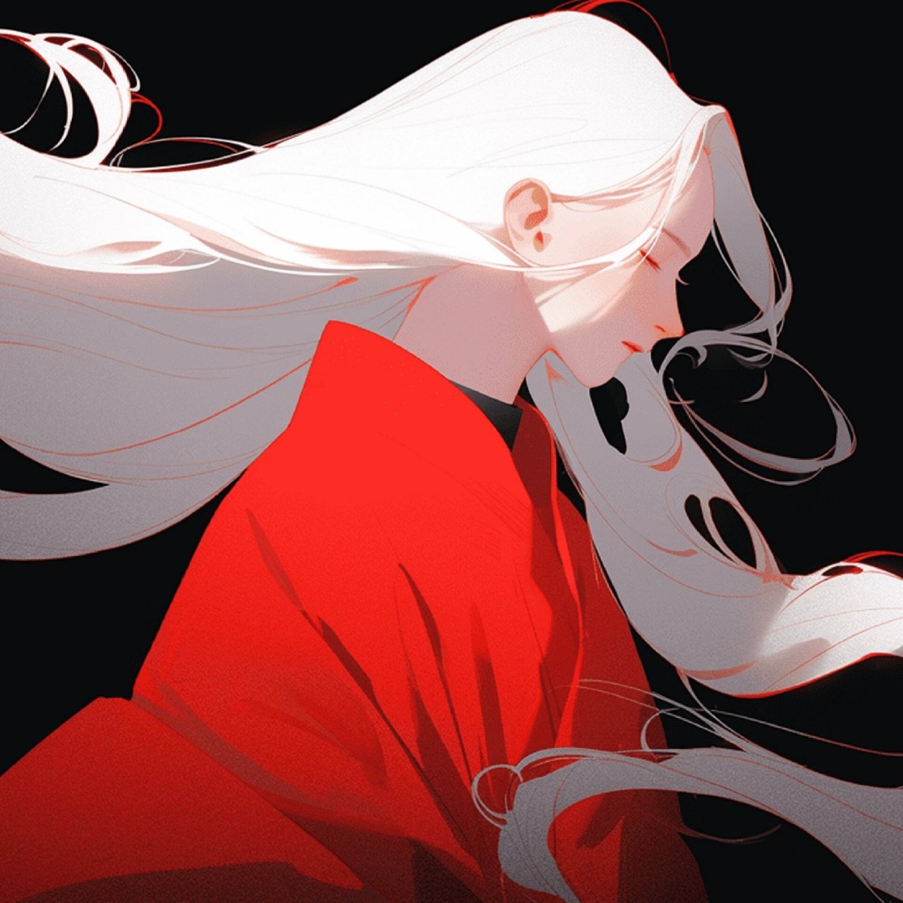 白发红衣|情侣头像