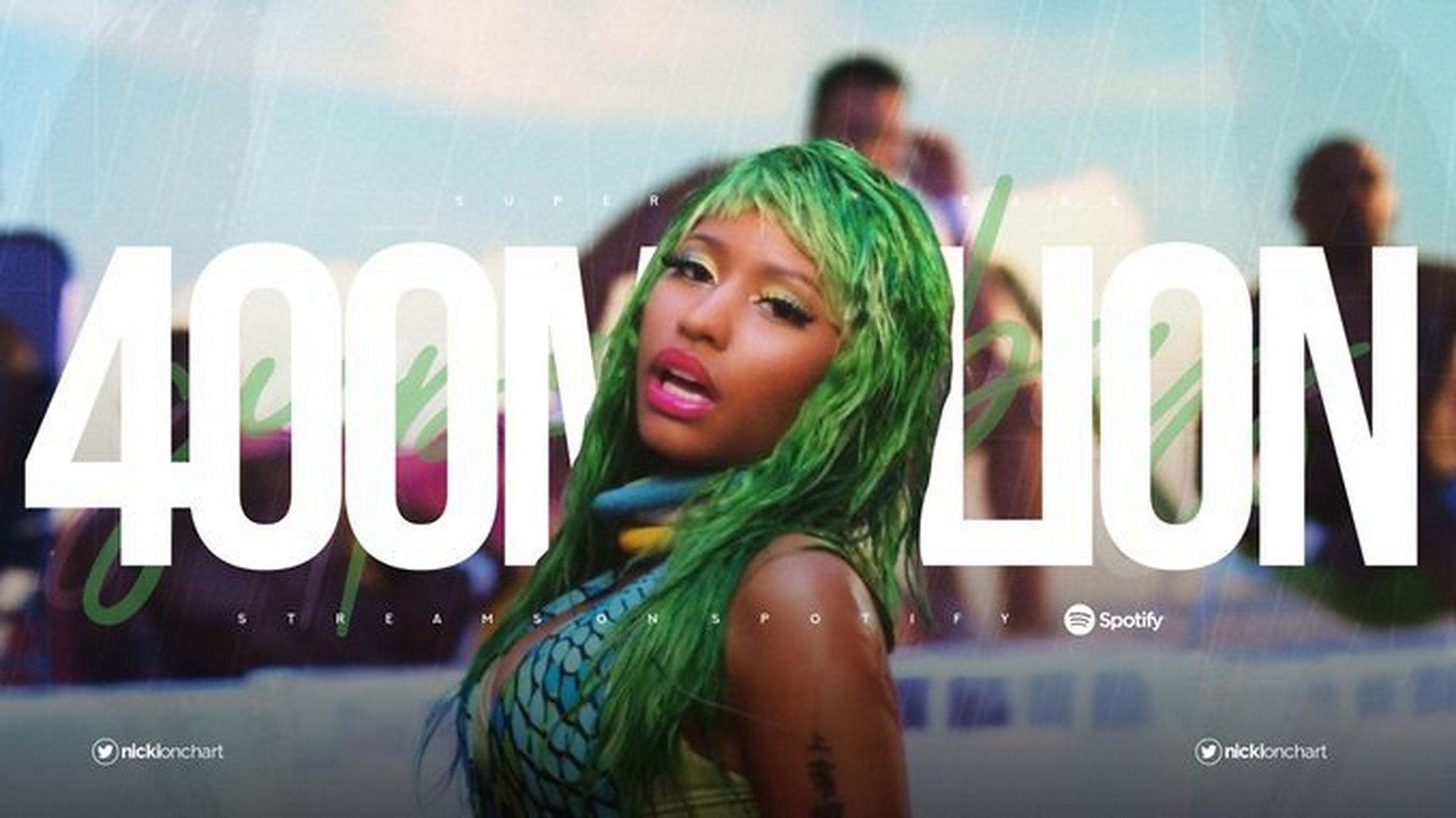 麻辣鸡nicki minaj单曲《super bass》在流媒体spotify平台上播放量