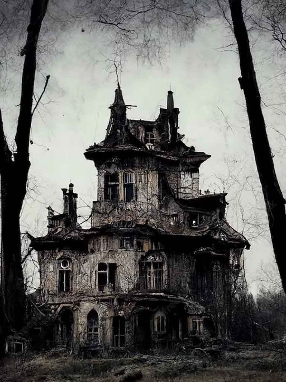 厄榭府 house of usher "只看见孤独矗立的建筑和四周单调的景象,光秃