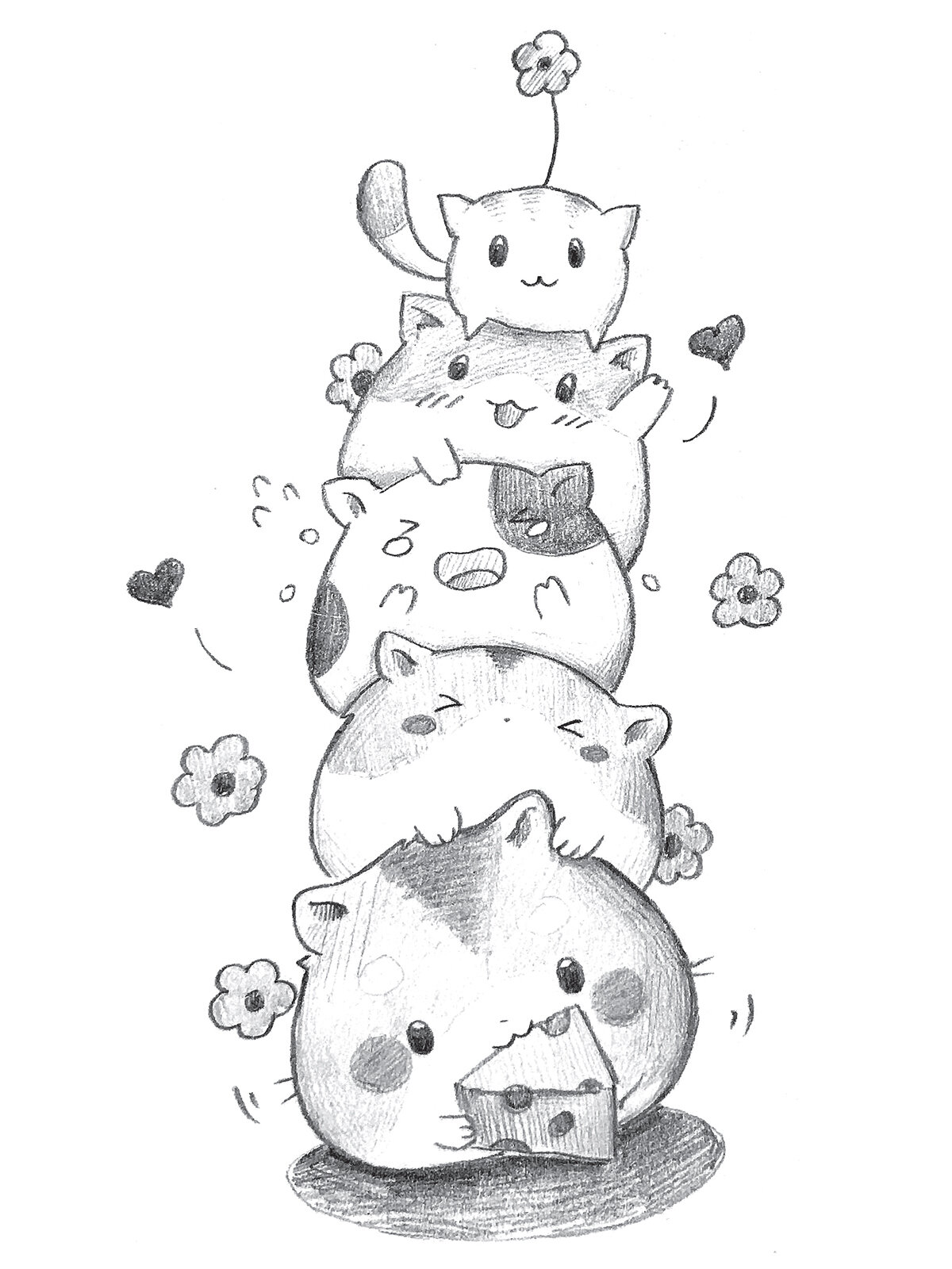 开心叠叠乐——铅笔素描教程——呆萌小动物