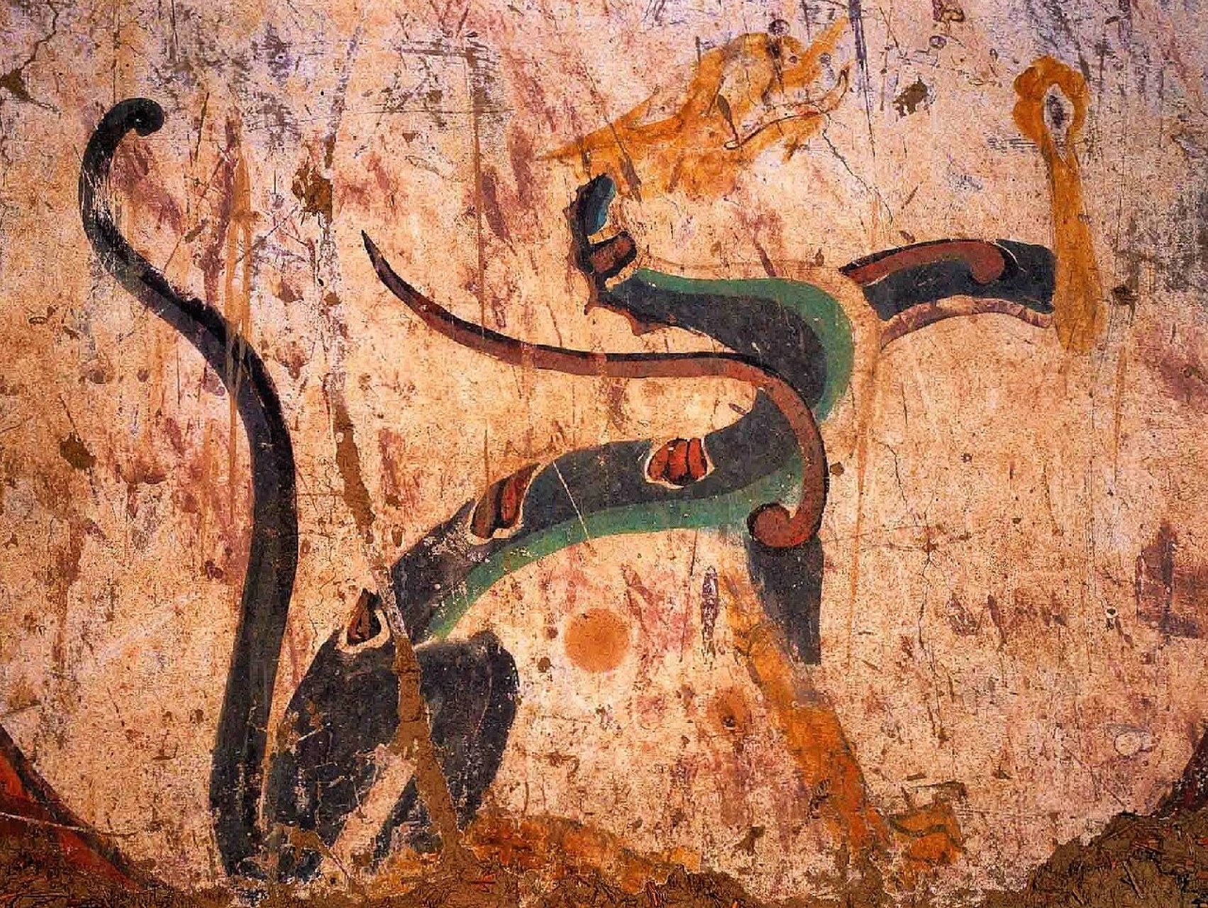 敦煌壁画里的动物·龙 图2:守宝神龙 这是弥勒经变中翅头末城儴佳王向