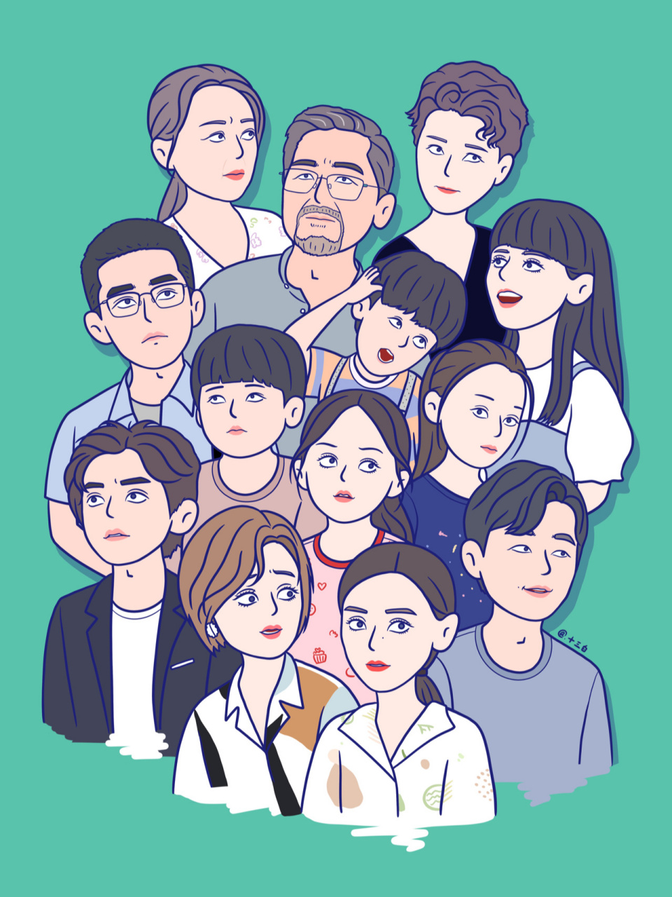 电视剧《小舍得》人物群像,手绘头像,漫画插画 小舍得,人间真实.