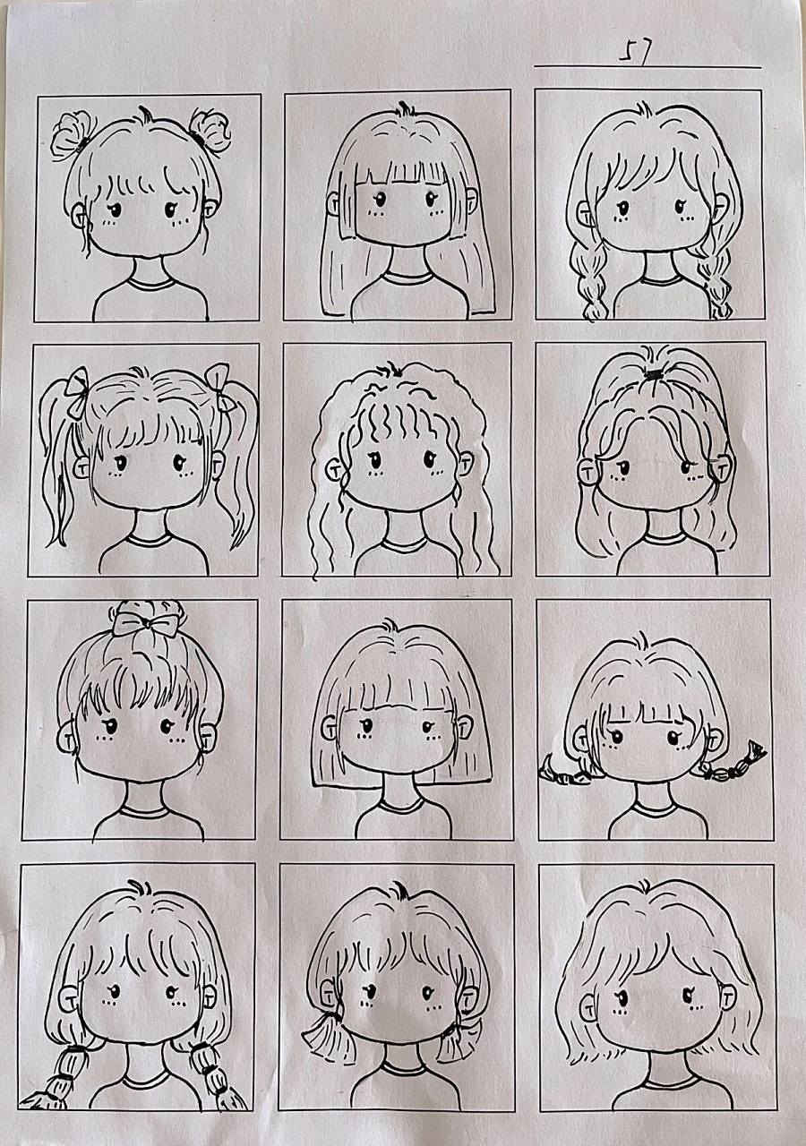 小女孩儿发型 简笔画打卡 57