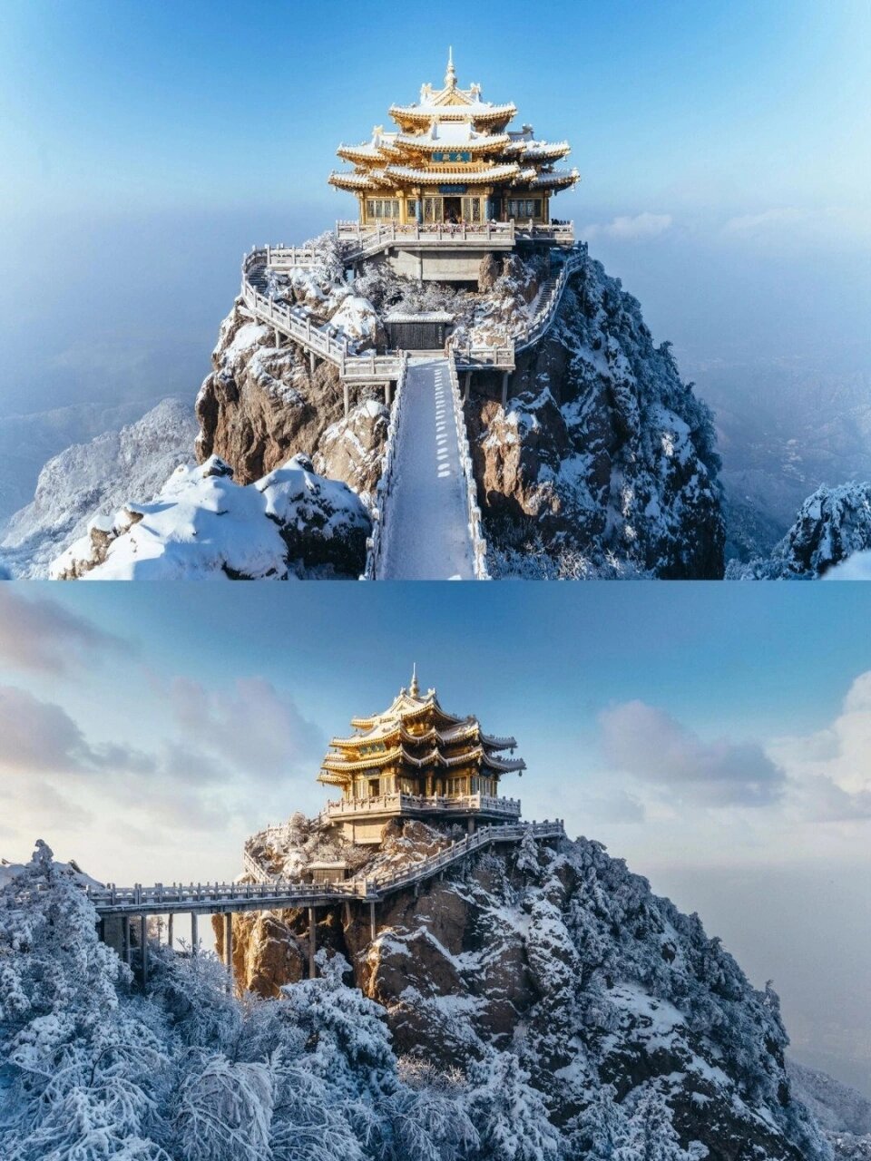标题:五大雪景名山——老君山下雪了!