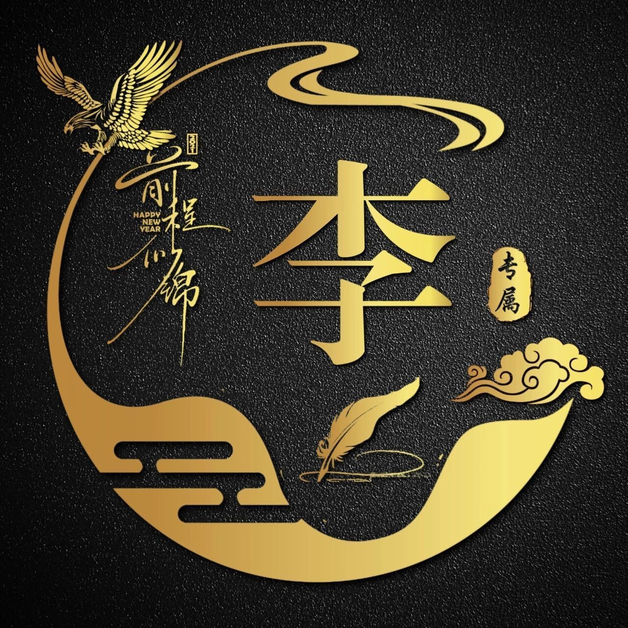 姓氏图腾背景"王,刘,李"