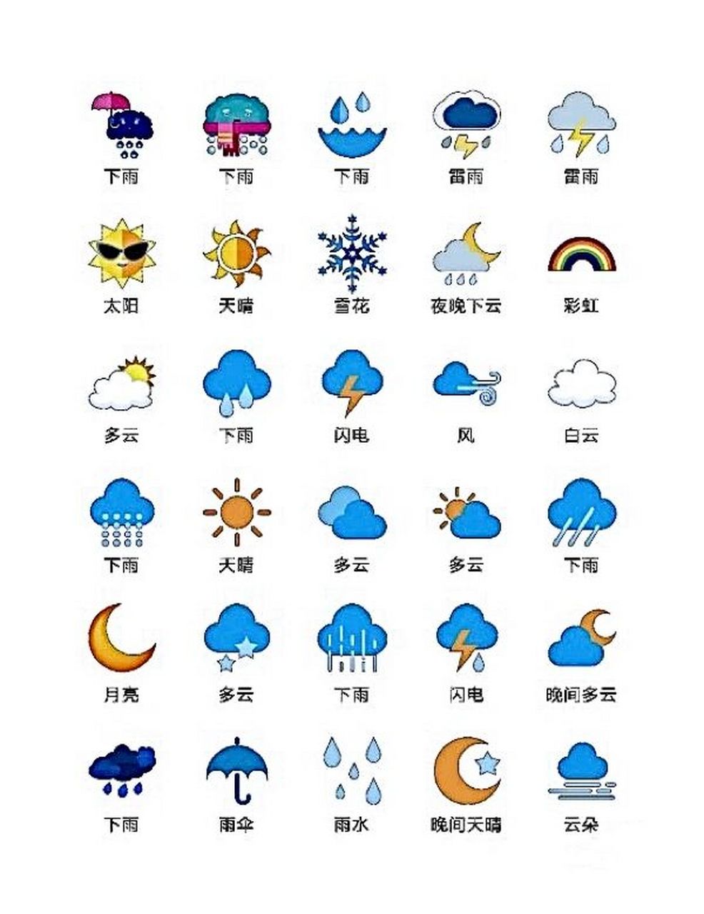 天气气象表简单图画图片