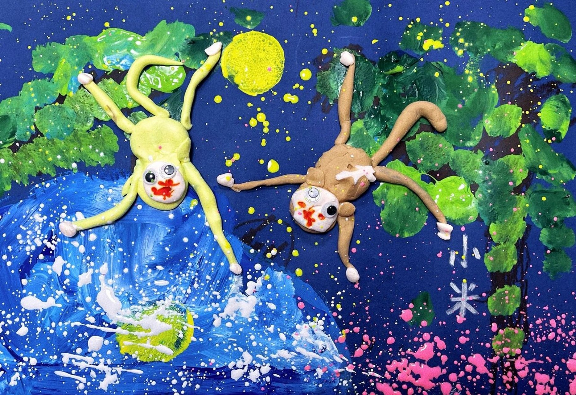 幼儿创意画《猴子捞月》