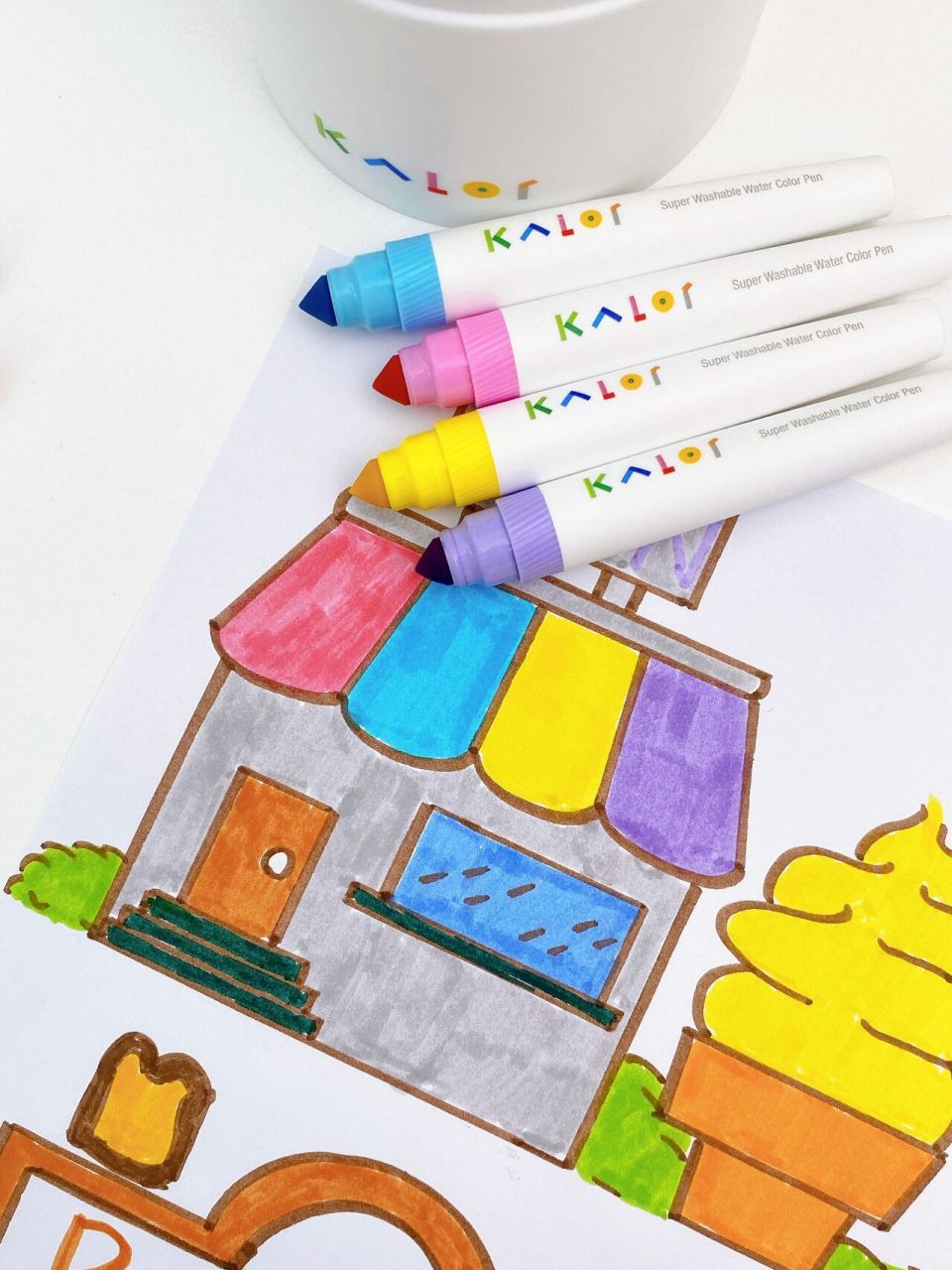 街边商店简笔画 | 儿童水彩笔 来一起画个房子,装饰点缀,为街边的商店