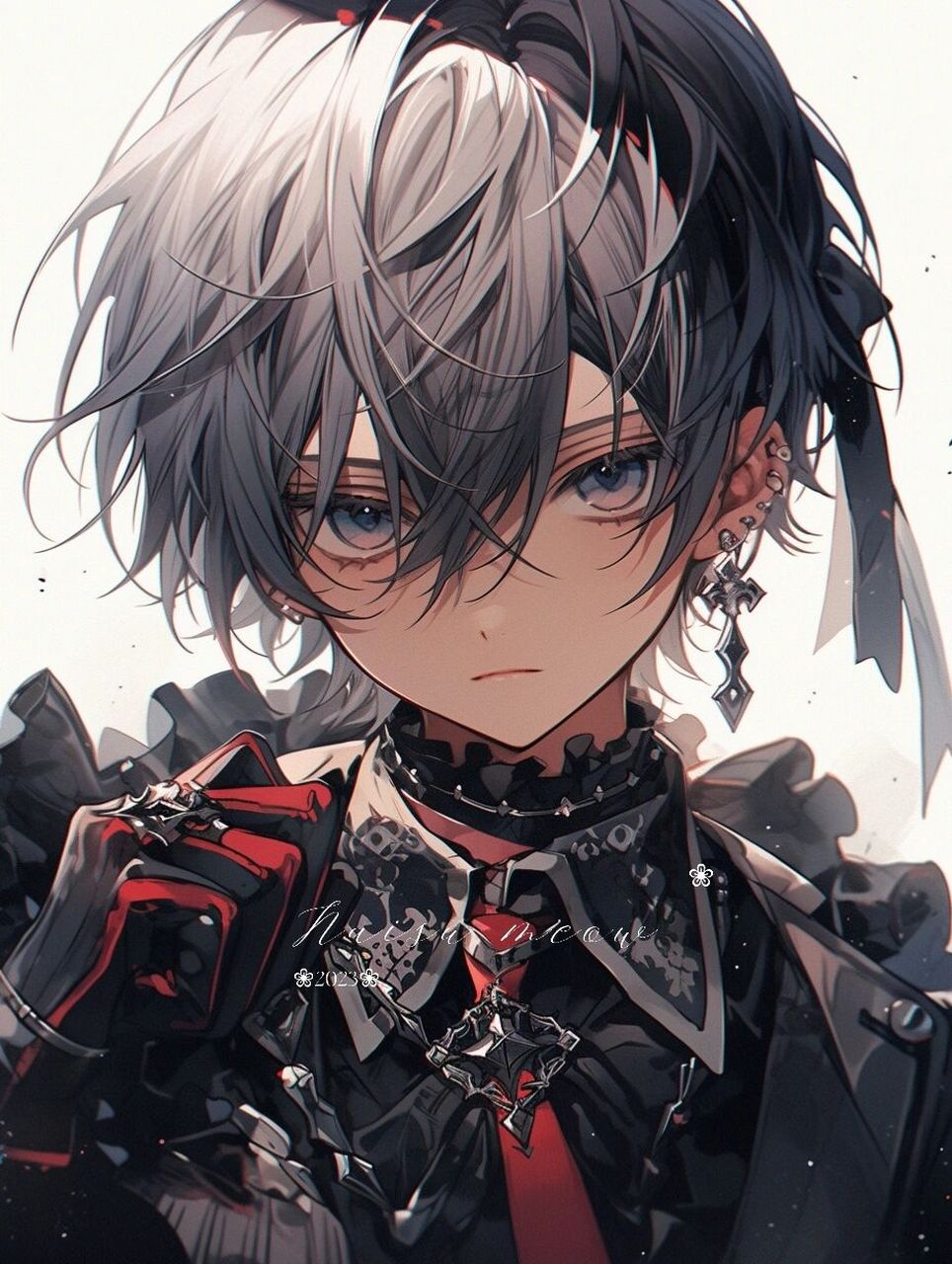 西装男神|帅气红黑配色不羁少年男头 超正点西装男神7815  02