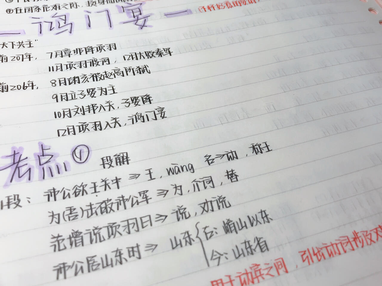 《鸿门宴》高一语文笔记