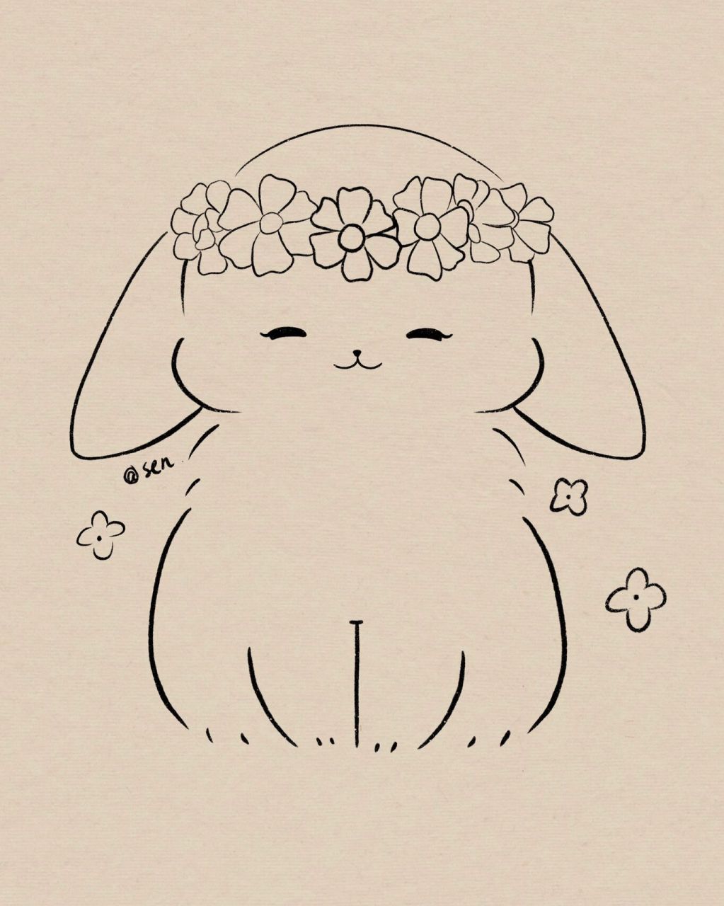 可爱兔兔简笔画|附过程 画起来!家人们 临摹:草没味er