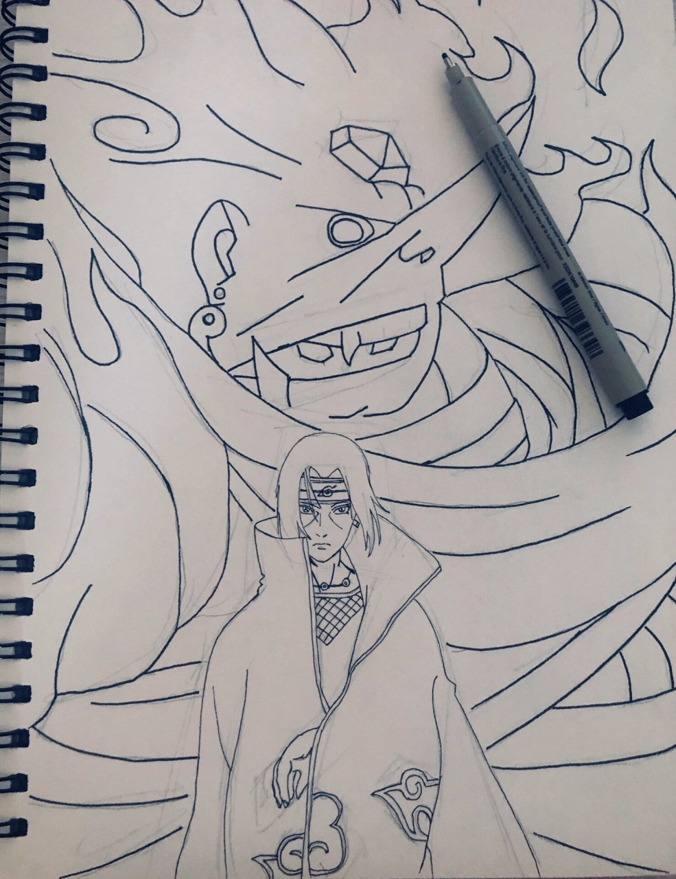 手绘宇智波鼬,须佐能乎2.0 今天梅开二度,宇智波鼬两连画.