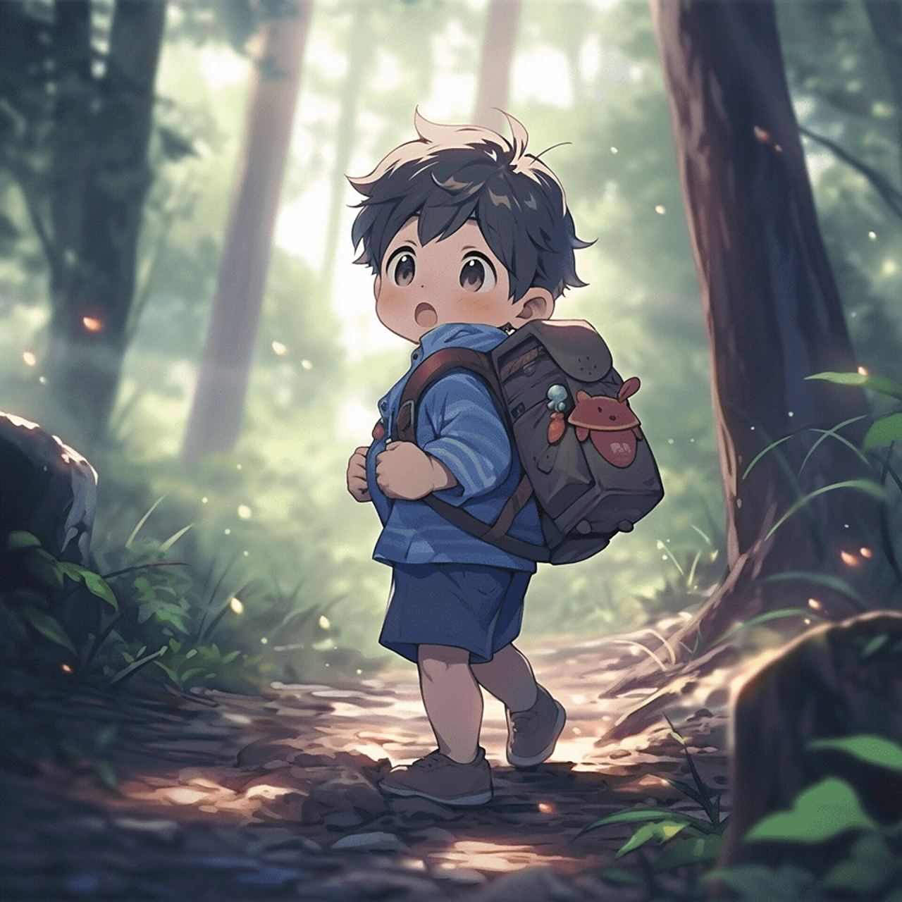 男生头像 | 背着书包去上学