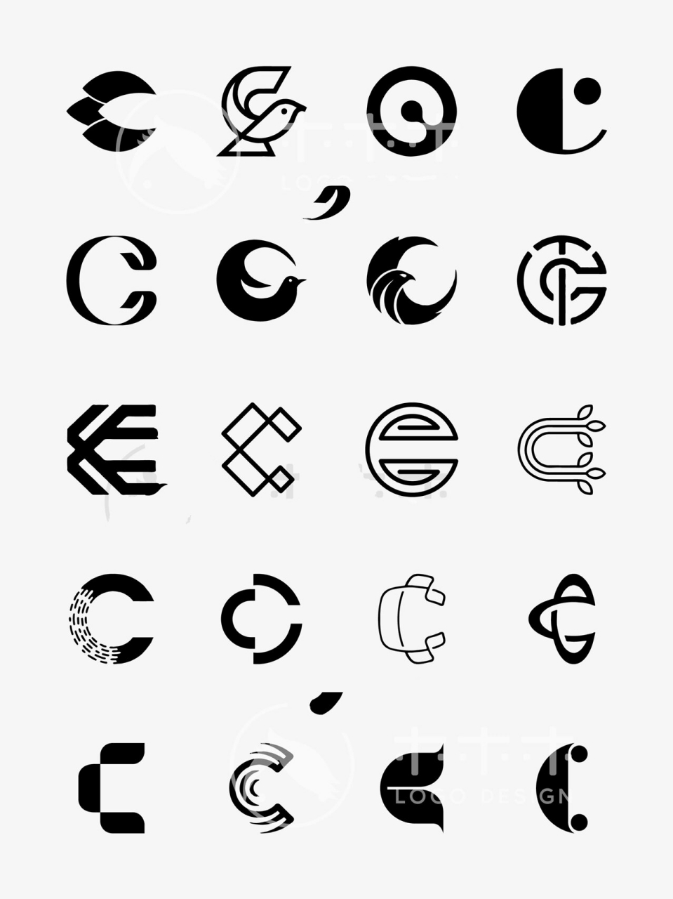 logo设计|200个字母c的创意变形 收集了200个字母c的各种形态演变素材