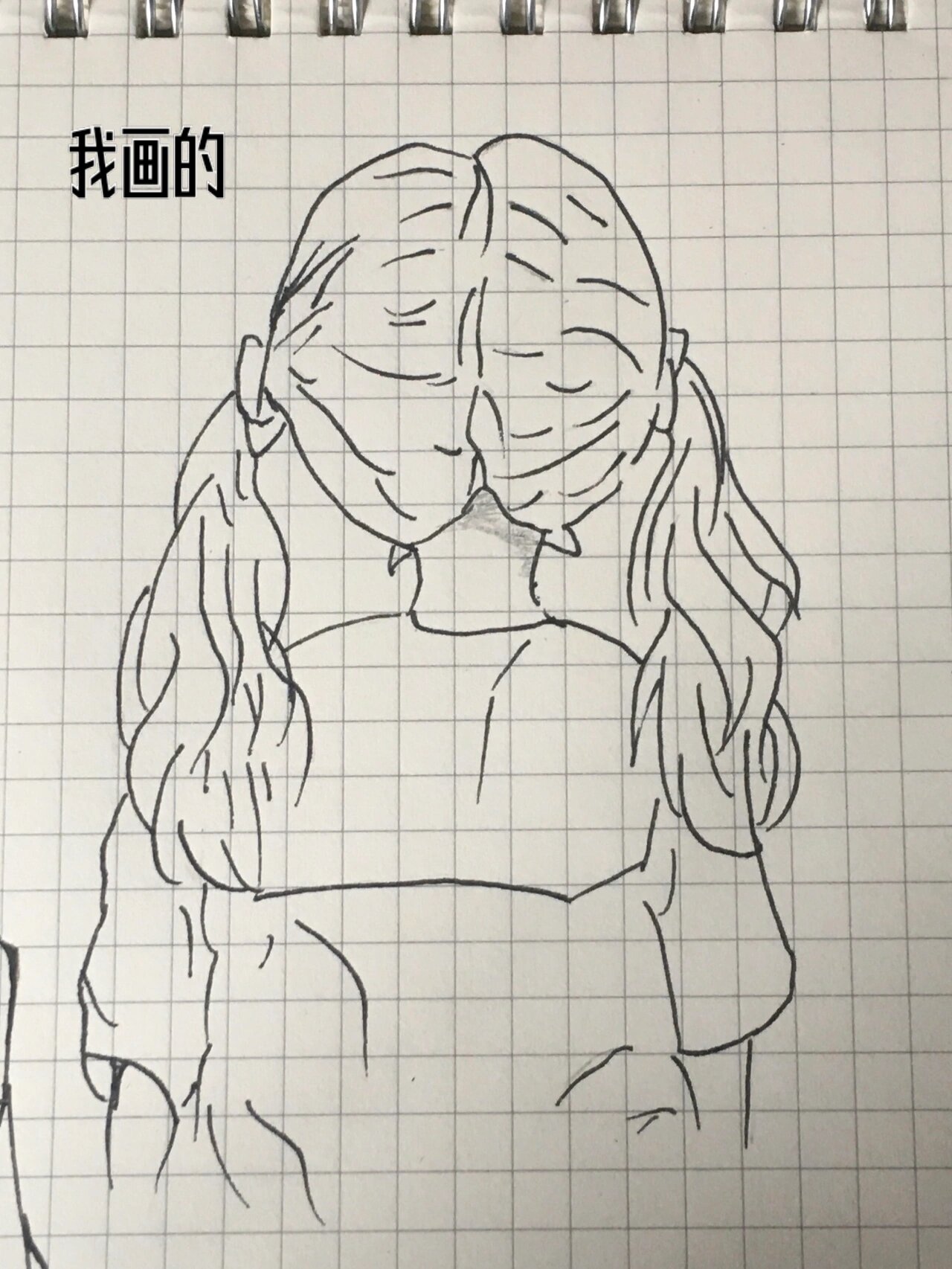 一个双马尾女孩的背影 绝了  无聊的时候画的