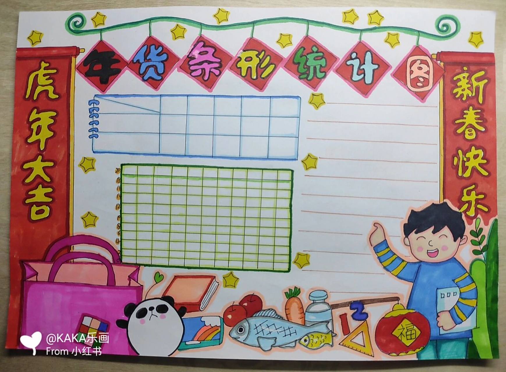 年货条形统计图手抄报38/200附详图线稿新版 零基础画画打卡,粉丝催的