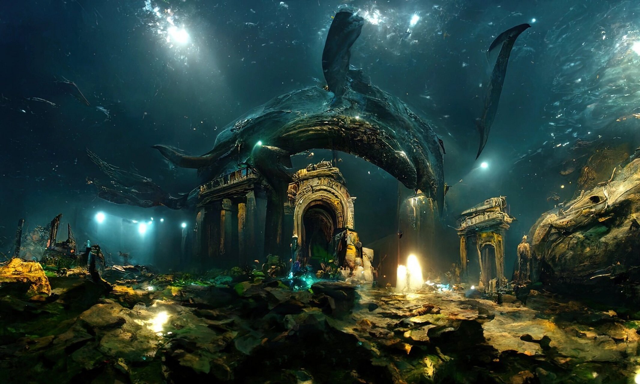 atlantis|神秘文明的海底遗迹 ai程序disco diffusion对海底遗迹的
