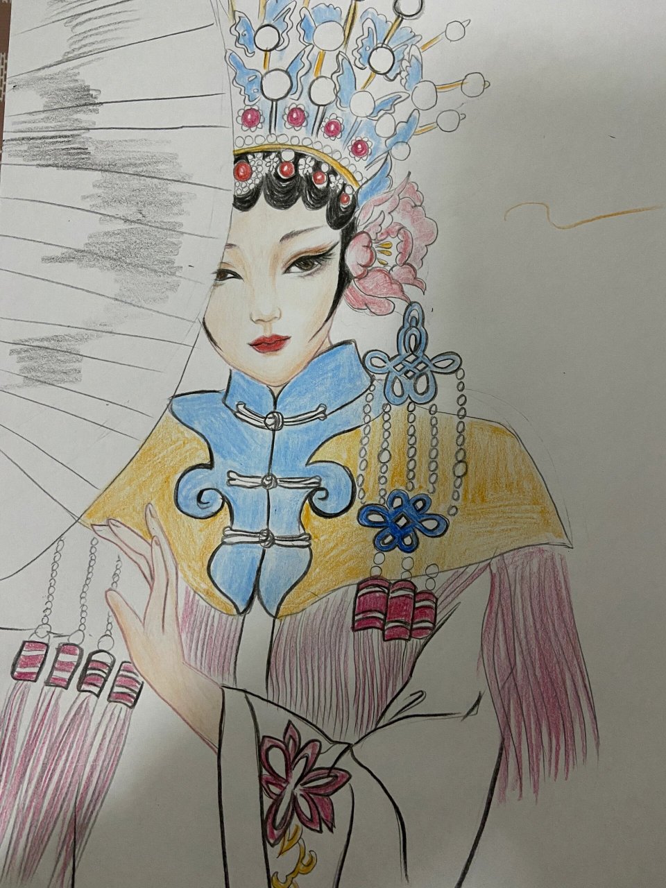 彩铅戏曲人物 古风手绘