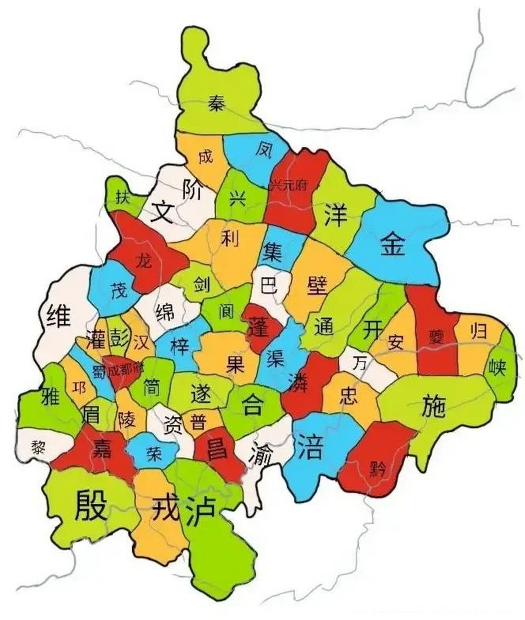 这是一位老乡分享的古蜀国辖区地图, 从这个地图看陕西省很多地区还有