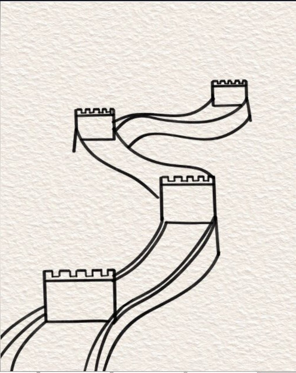 长城简笔画 侧面图片