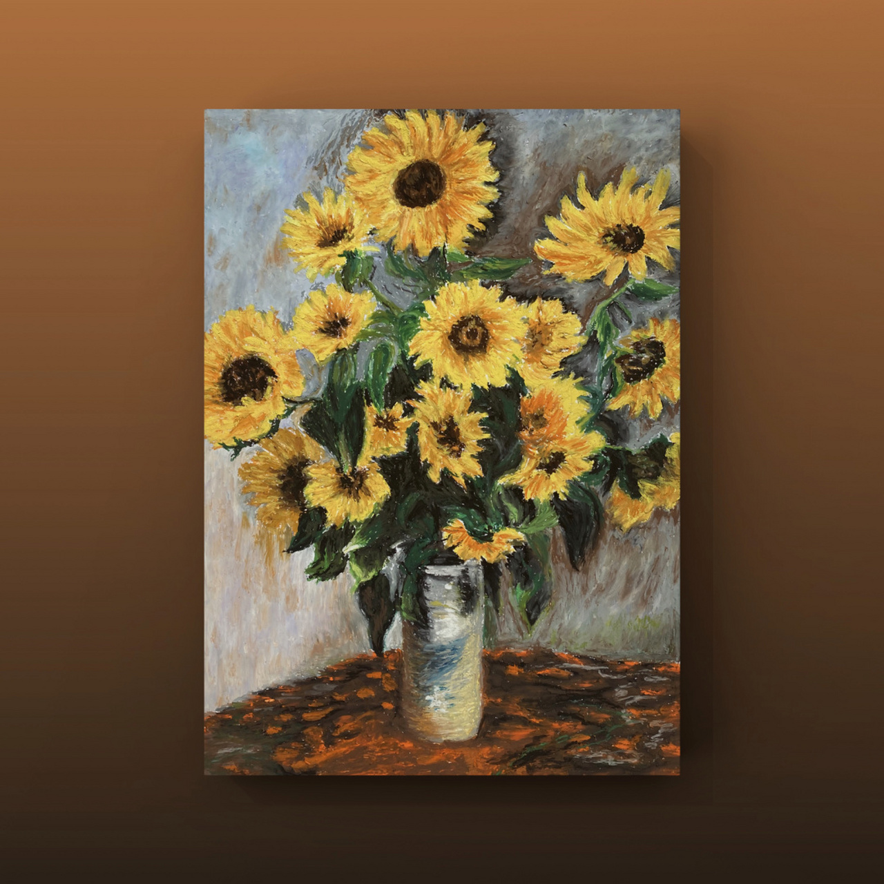 油画棒66|临莫奈向日葵97(含一点过程) 99大小:a4 99纸张:350g