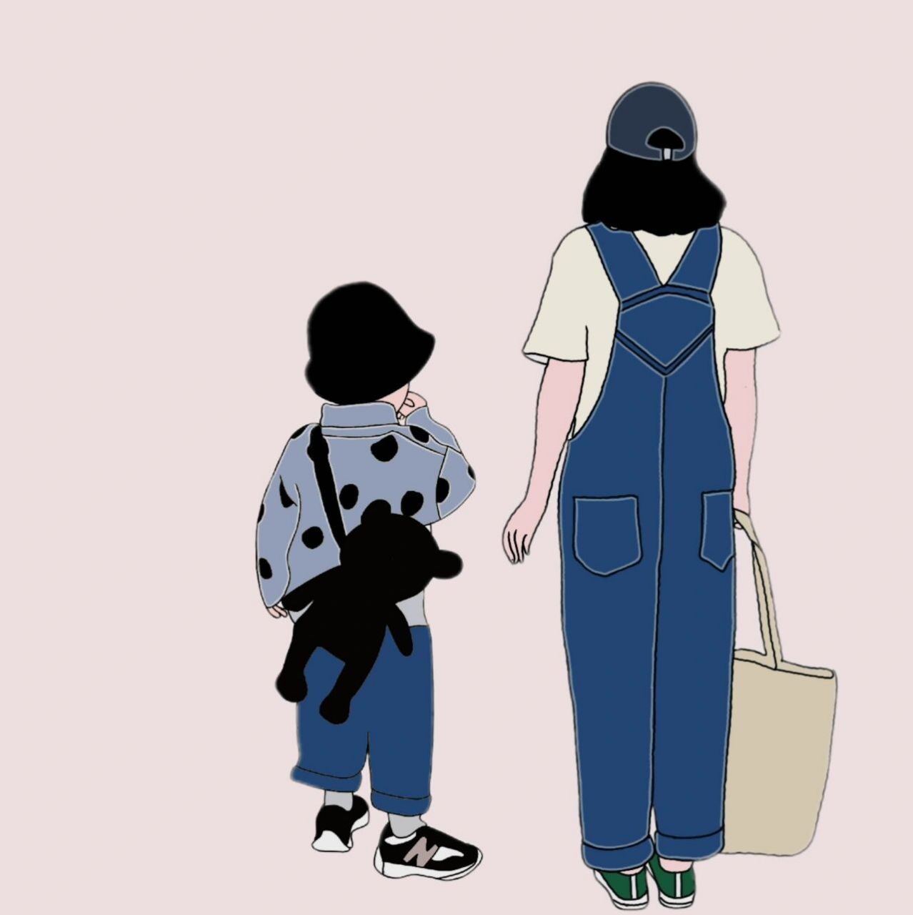 原创手绘亲子头像三人母女母子兄妹无水印 取图留赞,谢谢,众生皆苦,因